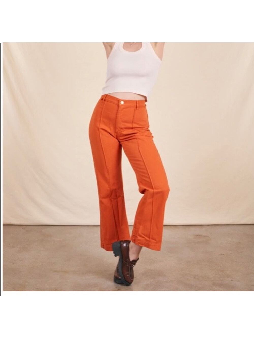 Women's Size S Big Bud Press Western Pant Burnt Orange Rust 70's Flare USA Made